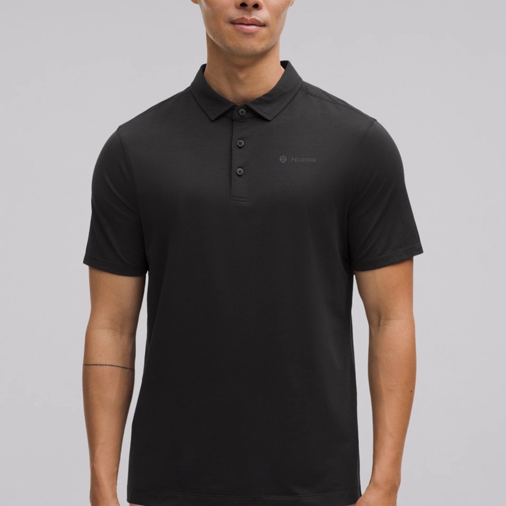 Peloton Lululemon Men's Black Polo Shirt with Logo